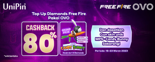 Top Up Diamonds Free Fire Pakai OVO Cashback 80% & Dapatkan Gun Skin Unik MP5- Candy Bunny Sekarang!